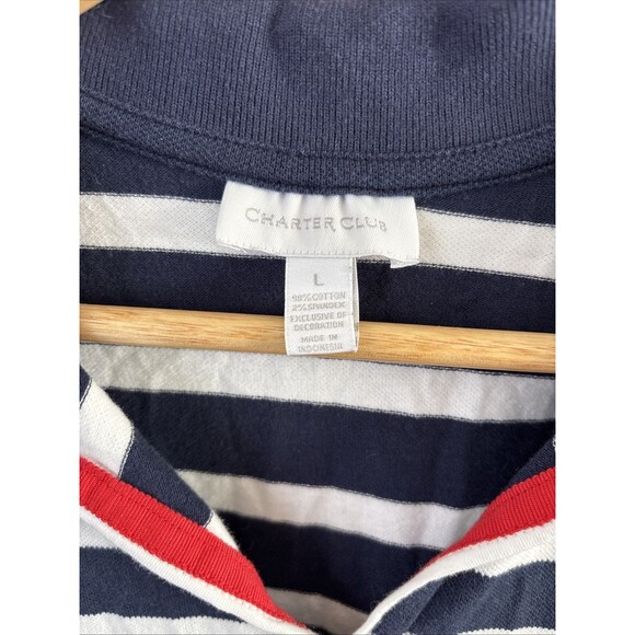 Charter Club Women’s Navy Striped Sleeveless Collared Dress Size Large - Picture 5 of 7